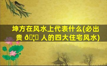 坤方在风水上代表什么(必出贵 🦉 人的四大住宅风水)
